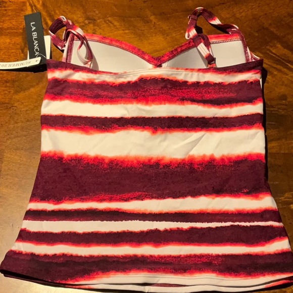 NWOT $89 LA BLANCA 10 MERLOT CHANNEL STRIPE TOP - Picture 5 of 8